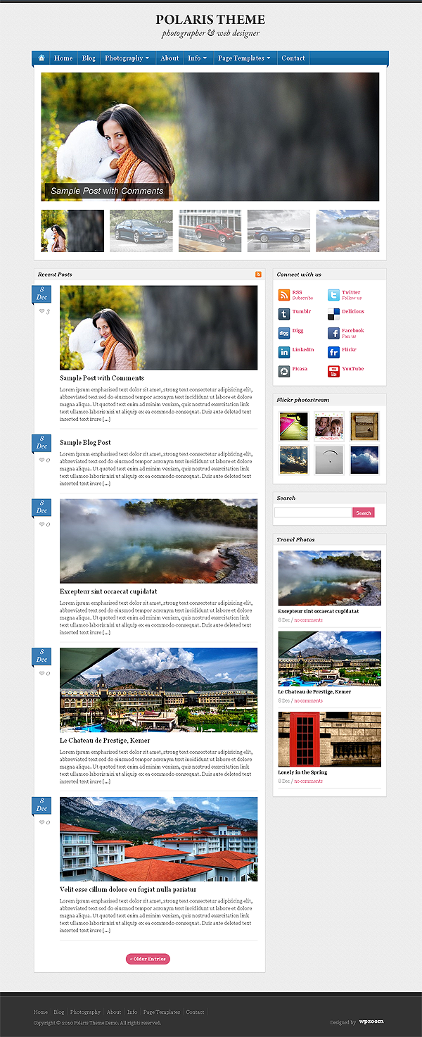 Photography Blogging WordPress Theme