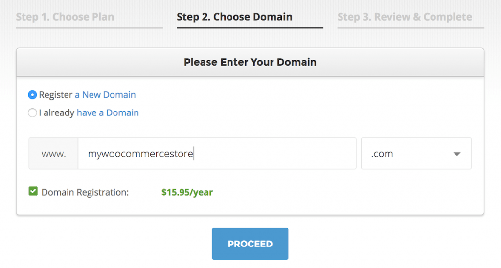 Choose a domain name for WooCommerce