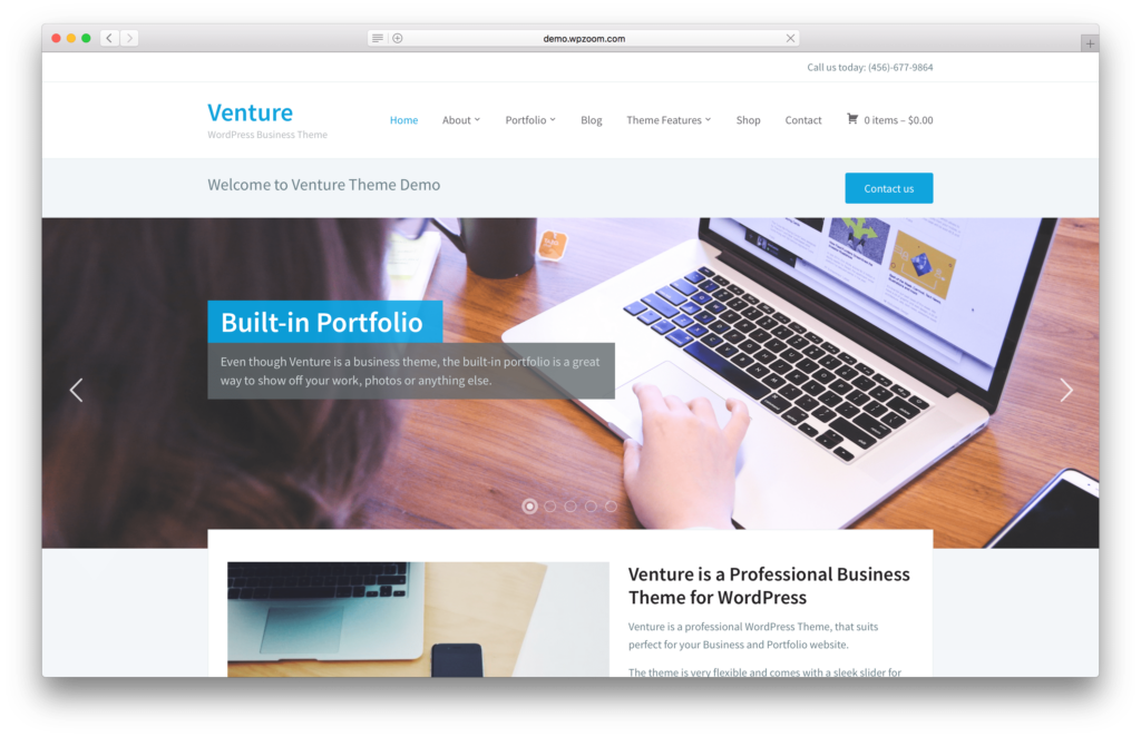 Venture portfolio WordPress theme screenshot