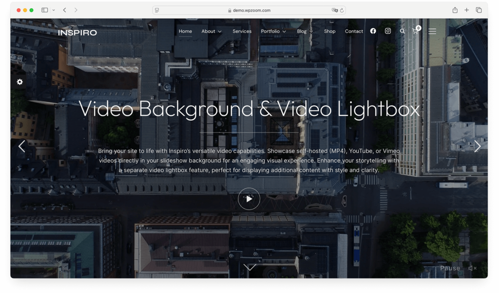 Inspiro Premium video background theme