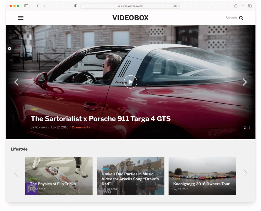Videobox film WordPress theme
