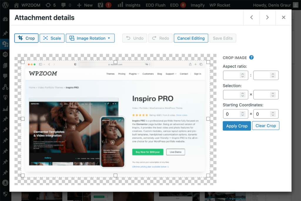 Crop WordPress image