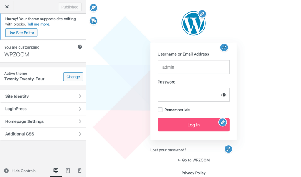Loginpress login page