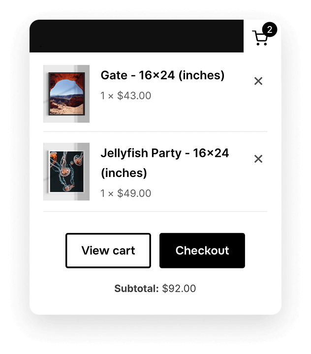 Inspiro WooCommerce cart view