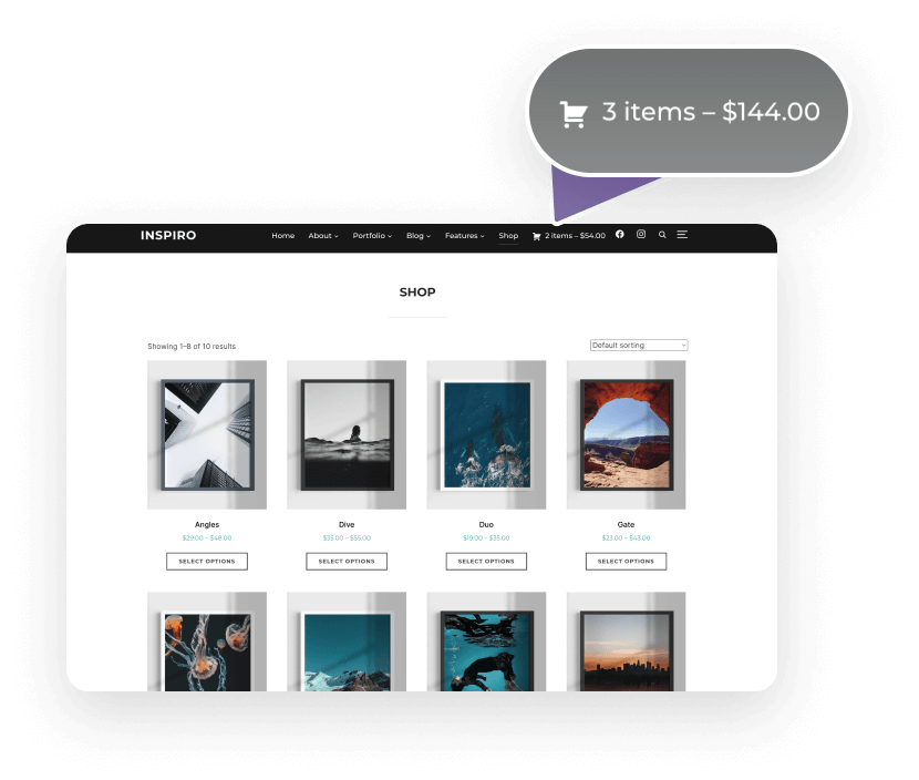 Inspiro WooCommerce cart icon
