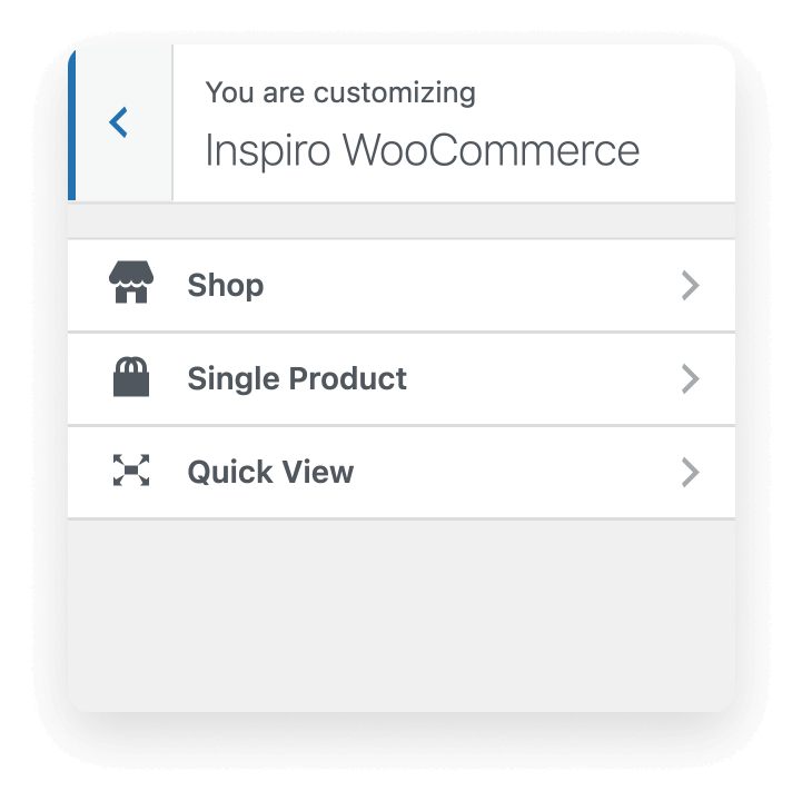 Inspiro WooCommerce customizer options