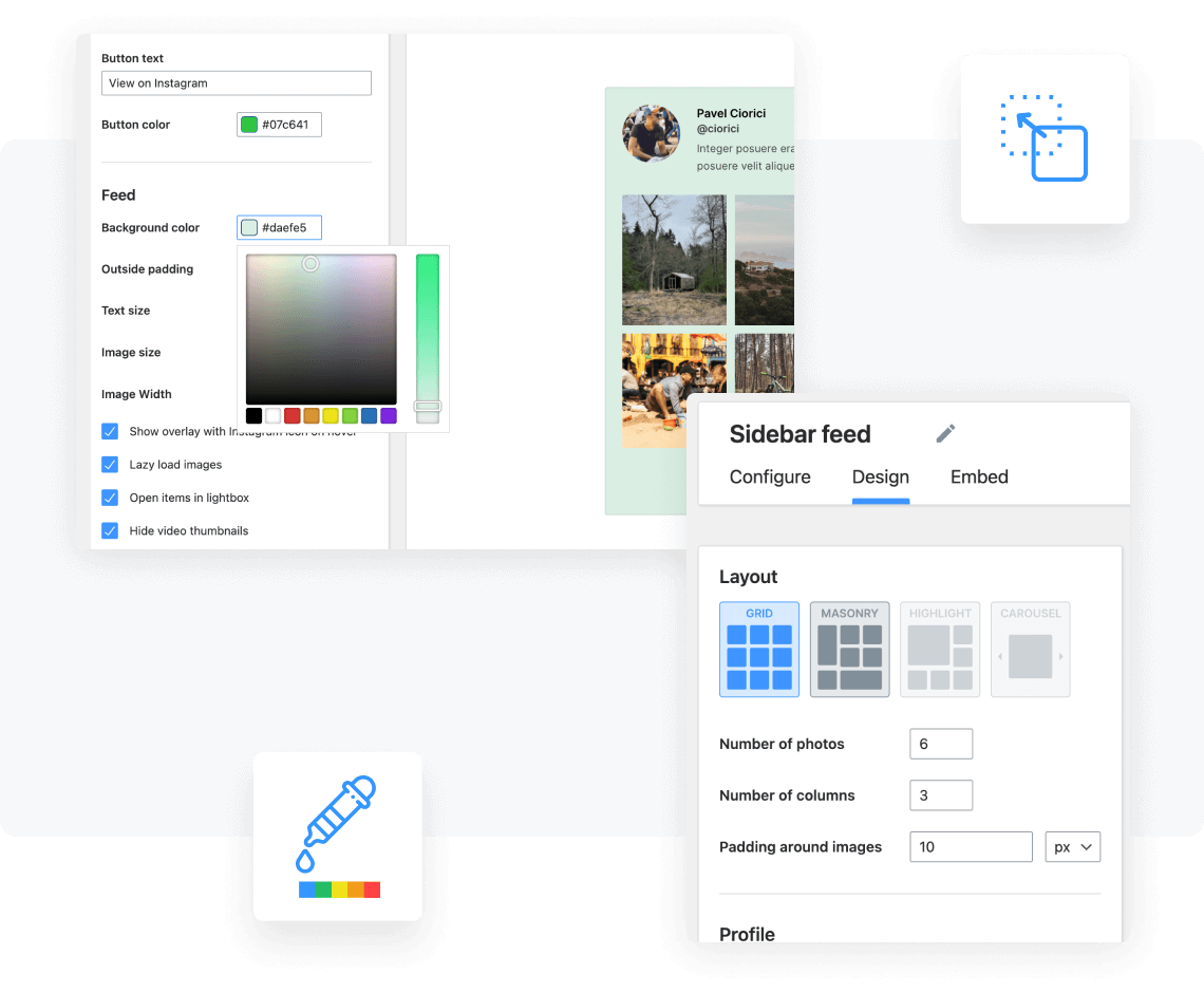 instagram widget gutenberg block