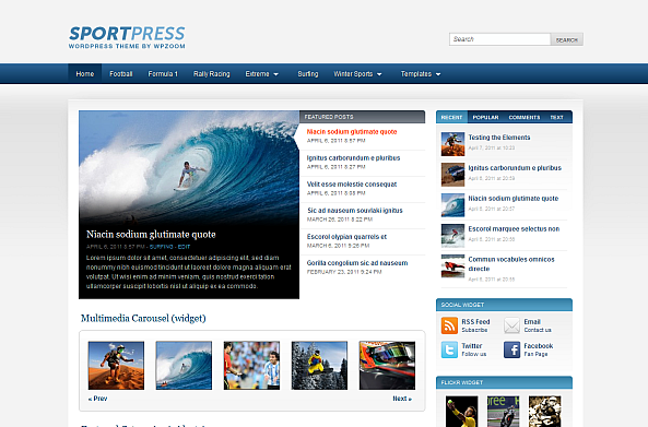 wordpress sports theme released by wpzoom wordpress sport themes