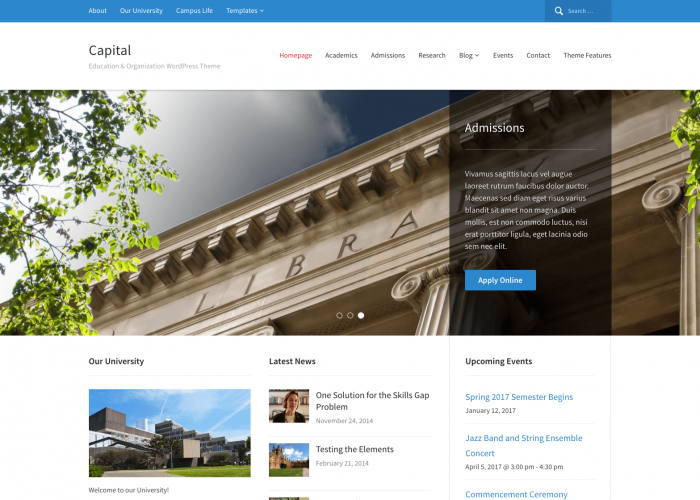 Capital - WordPress Theme for Education Websites