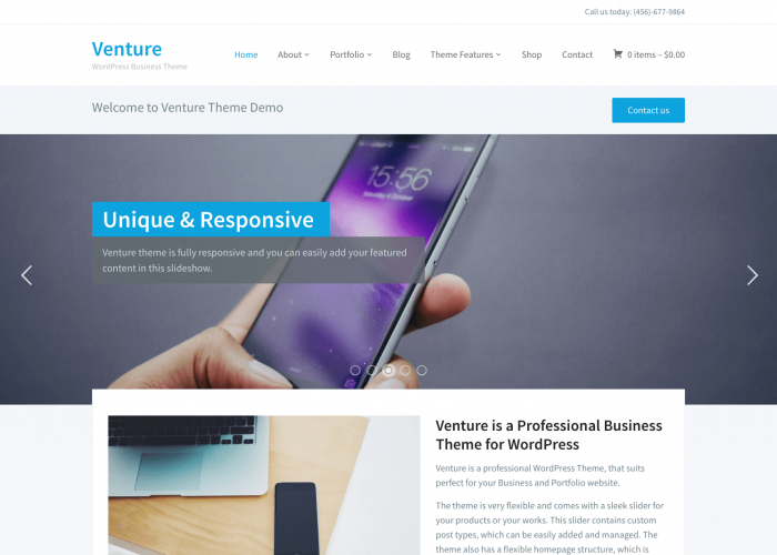 Venture 2.0 - a premium business WordPress theme