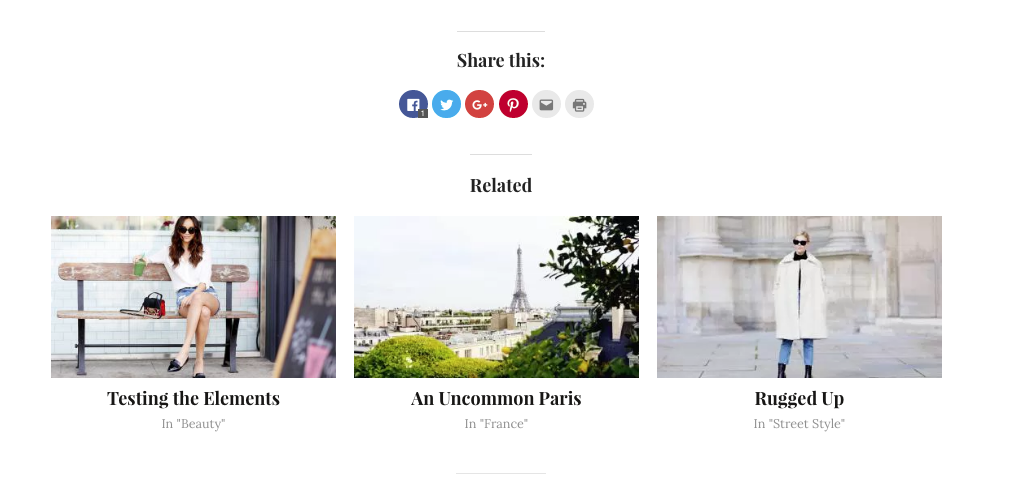Social sharing buttons at the end of a post using Monte.