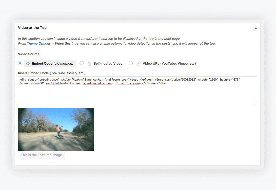VideoBox Embedding Options