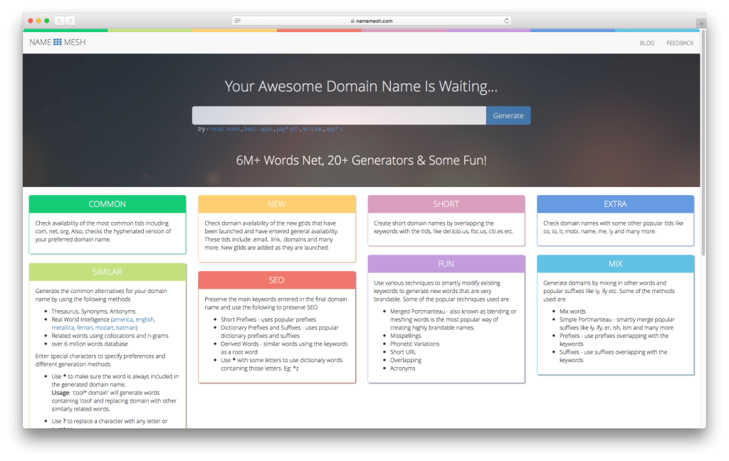 How to start a blog WordPress (step by step + videos) Screenshot of NameMesh