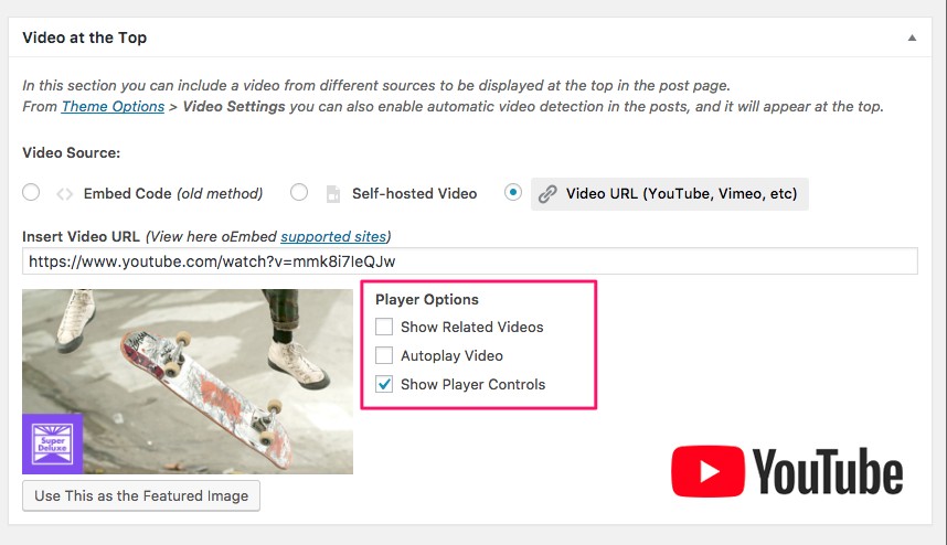 YouTube & Vimeo Embed Options