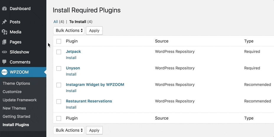 Install plugins.