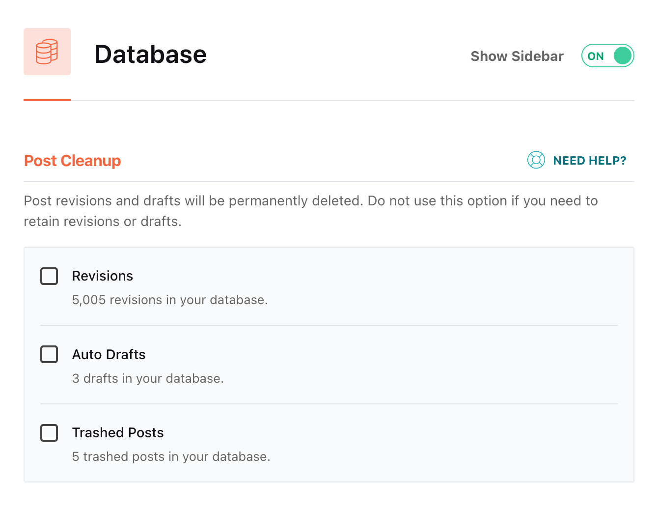 WP Rocket > Database