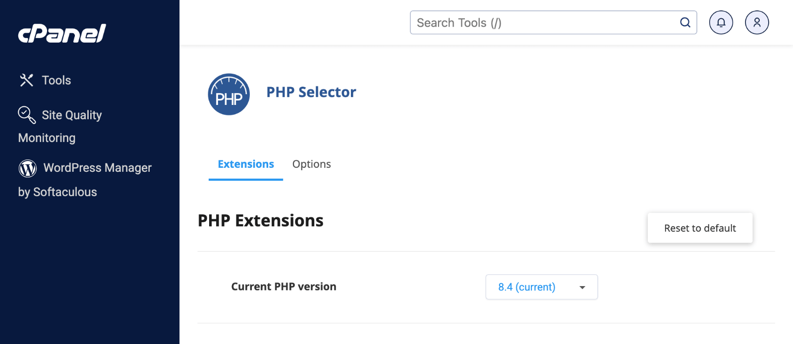 cPanel > PHP version