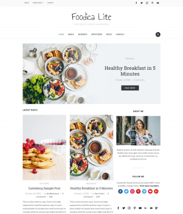 Foodica Lite - Free Food Blog WordPress Theme