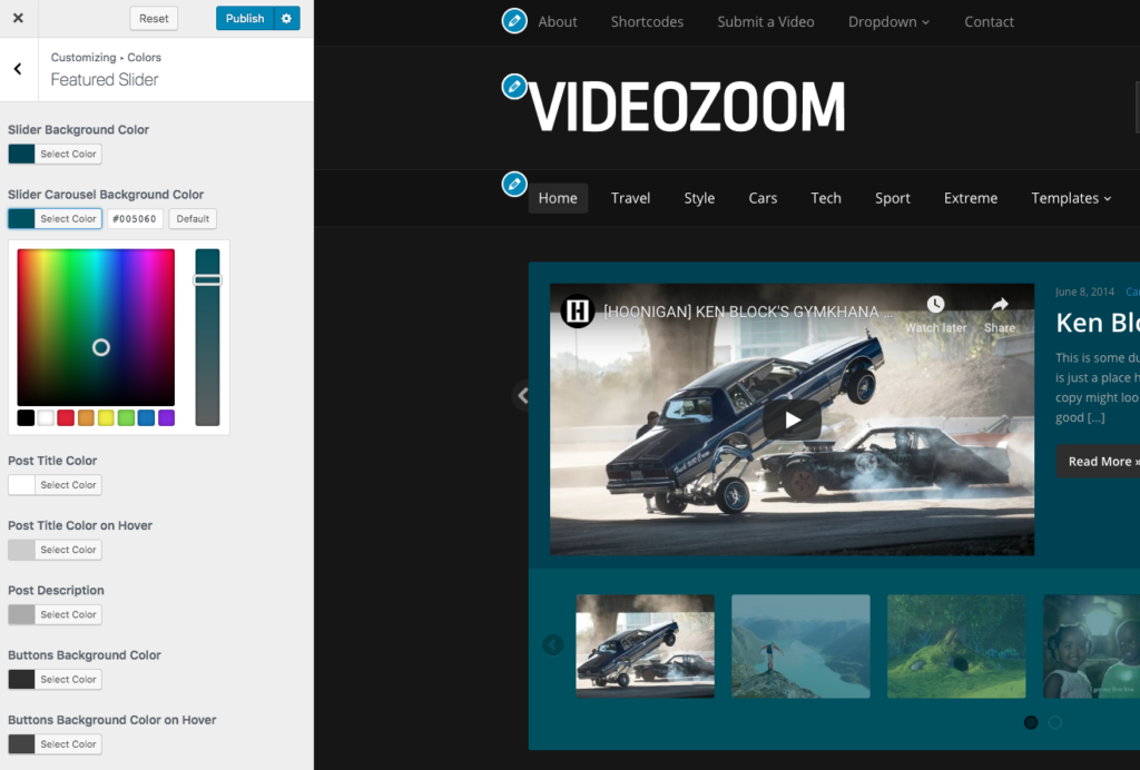 Videozoom colors