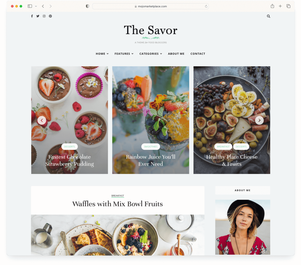 Savor - a recipe WordPress theme ideal for food blogs