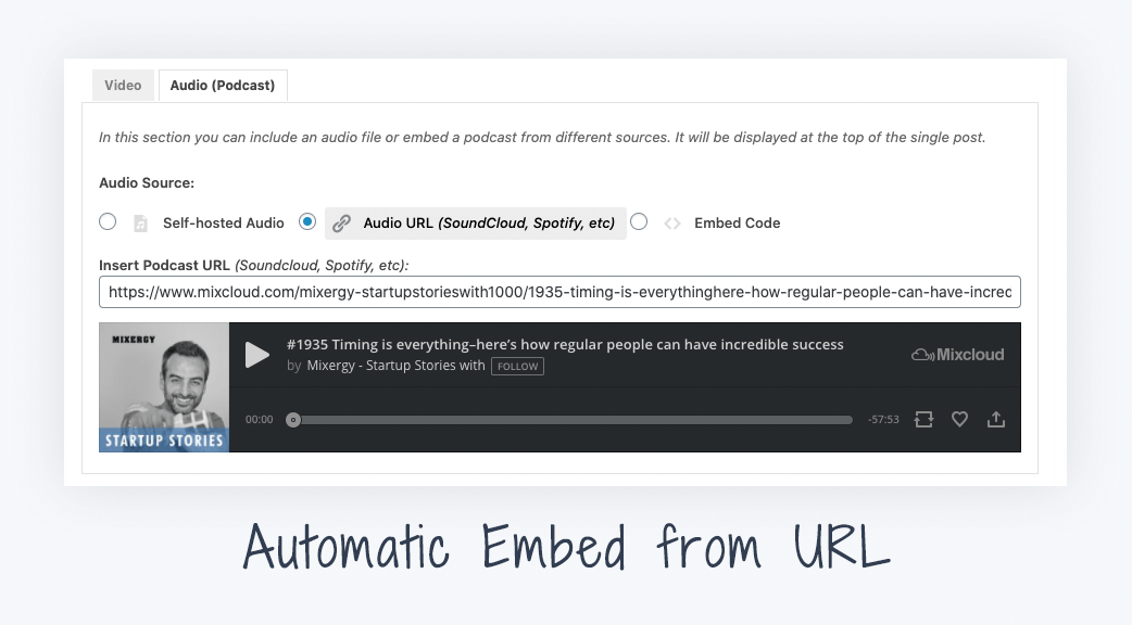 Auto embeding from URL