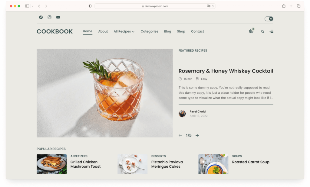 CookBook - the best food blog theme