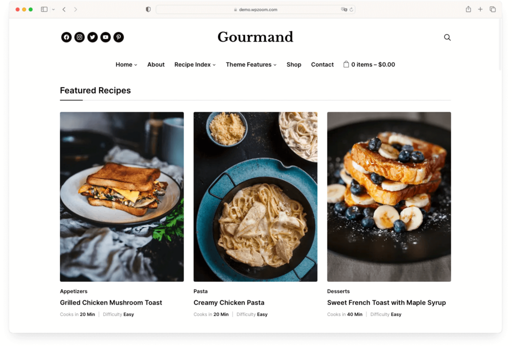 Gourmand - a perfect WordPress food blog theme