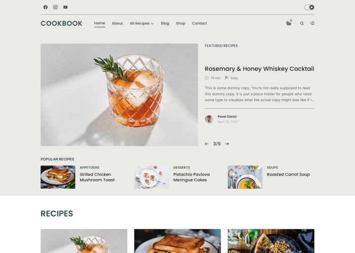 CookBook - Recipe WordPress Theme