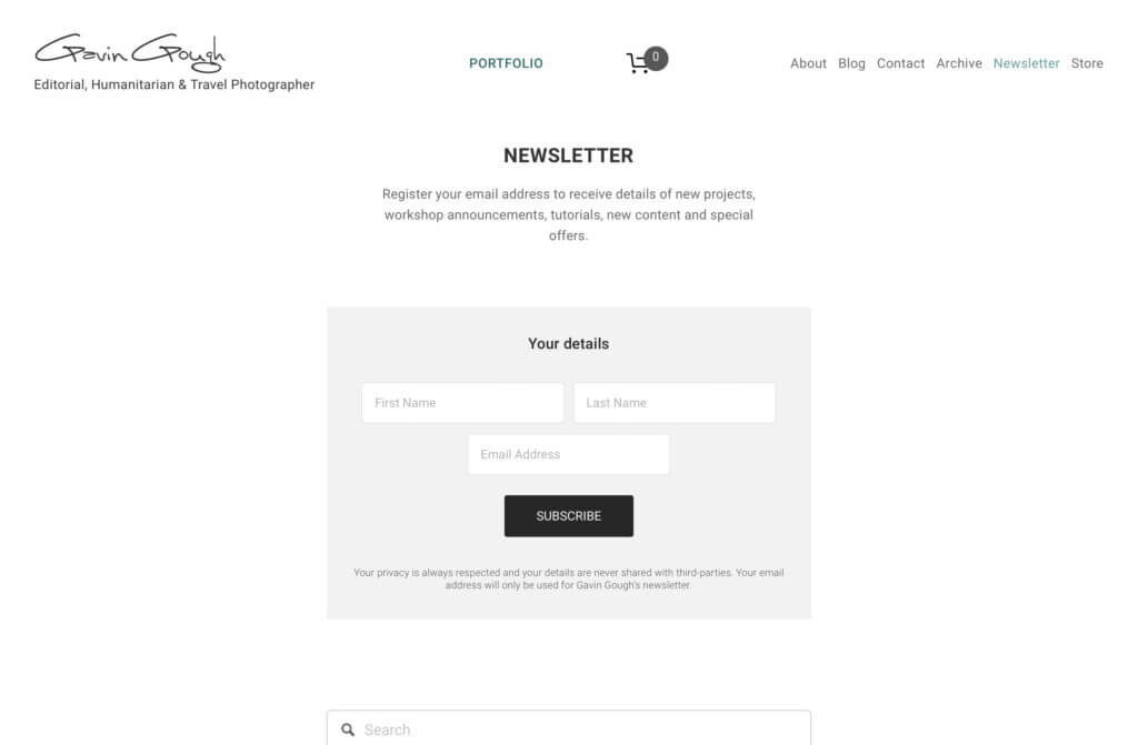 An example of a subscribe button