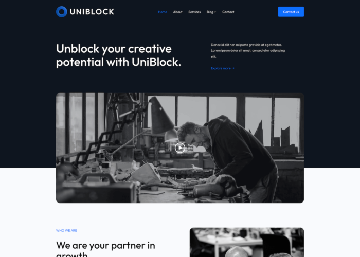 UniBlock - free Full Site Editing WordPress theme