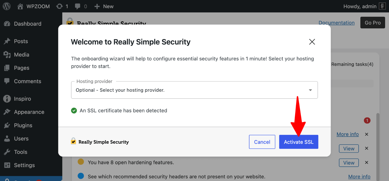 Really Simple Security > Activate SSL