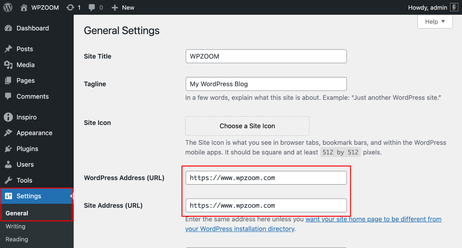 Settings > General > Address