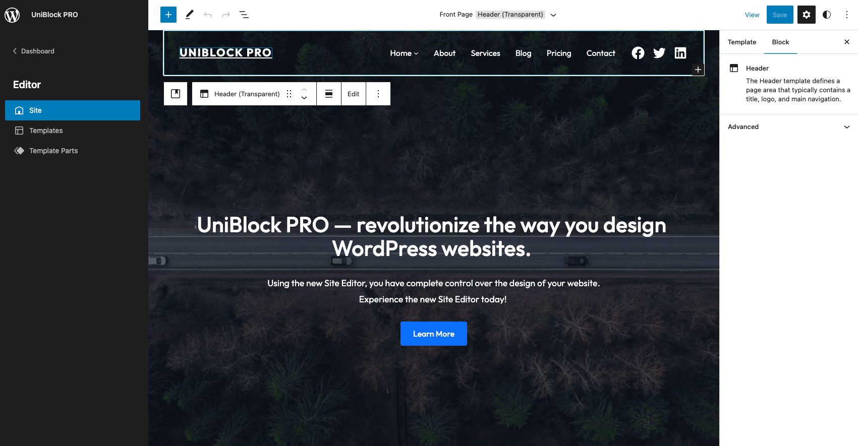 Editing a theme template in WordPress