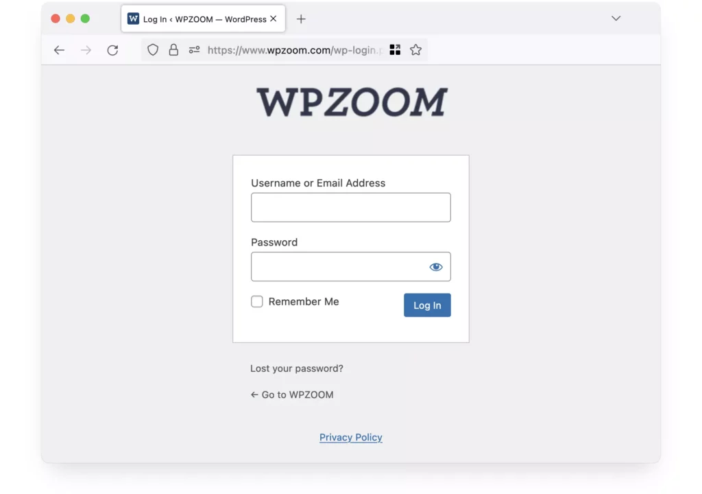 WordPress login page