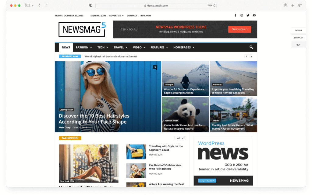 Newspaper - a popular WordPress magazine theme