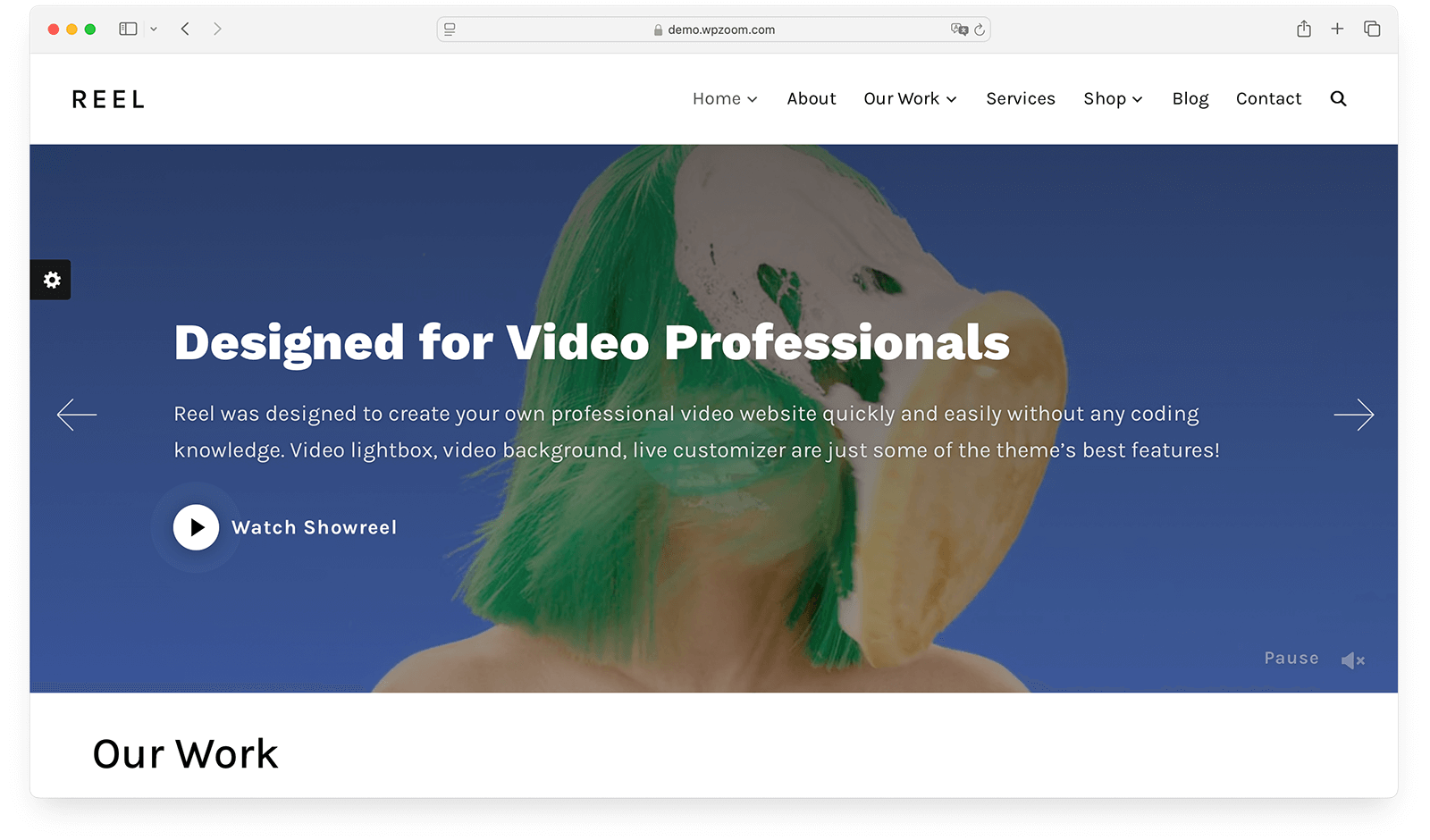 Reel - theme with video background