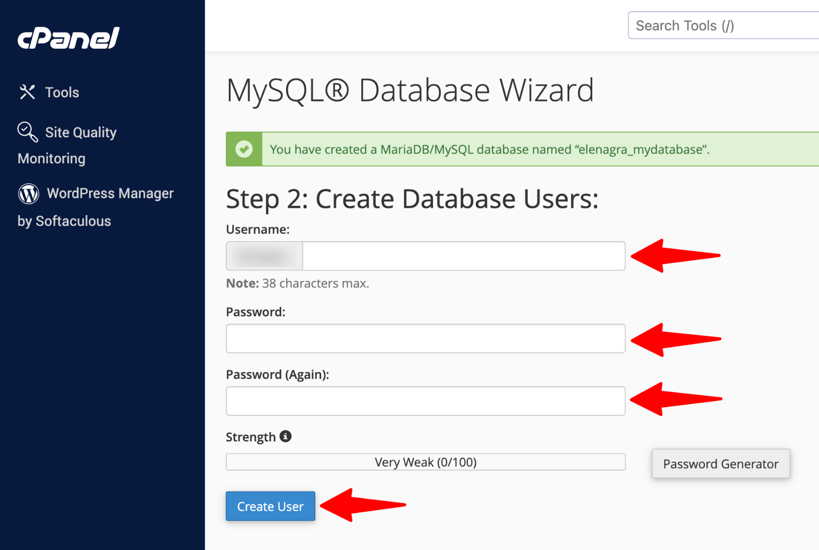 cPanel > Database name