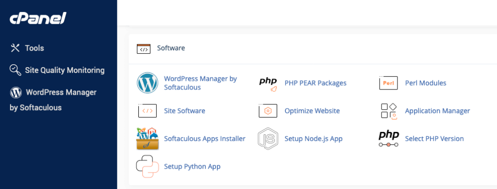 cPanel - Software section
