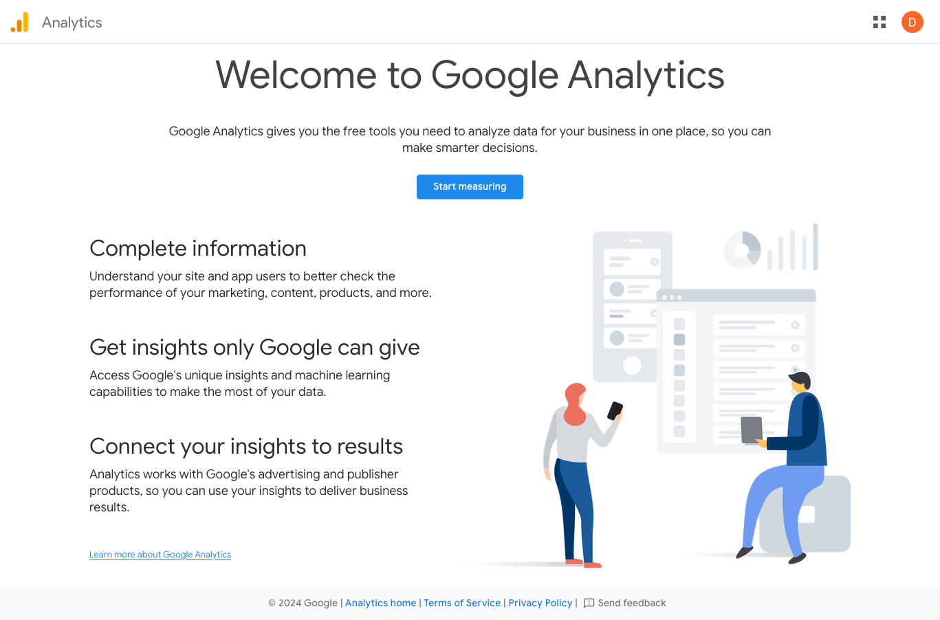 Google Analytics welcome screen
