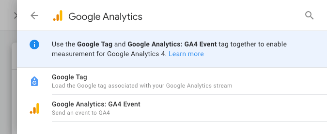 Google Tag Manager - select Google Tag