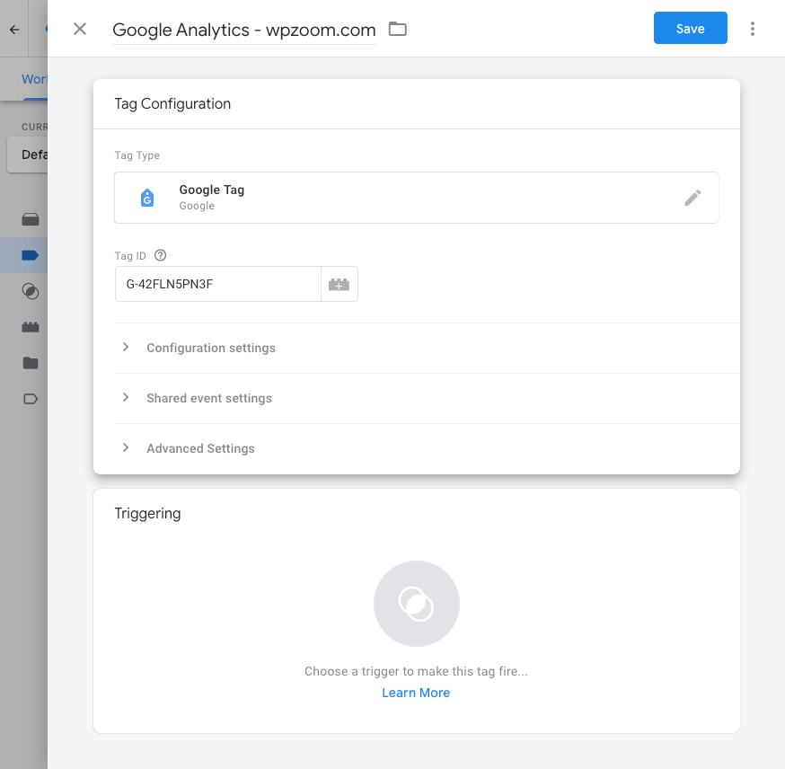 Google Tag Manager - Google Tag setup