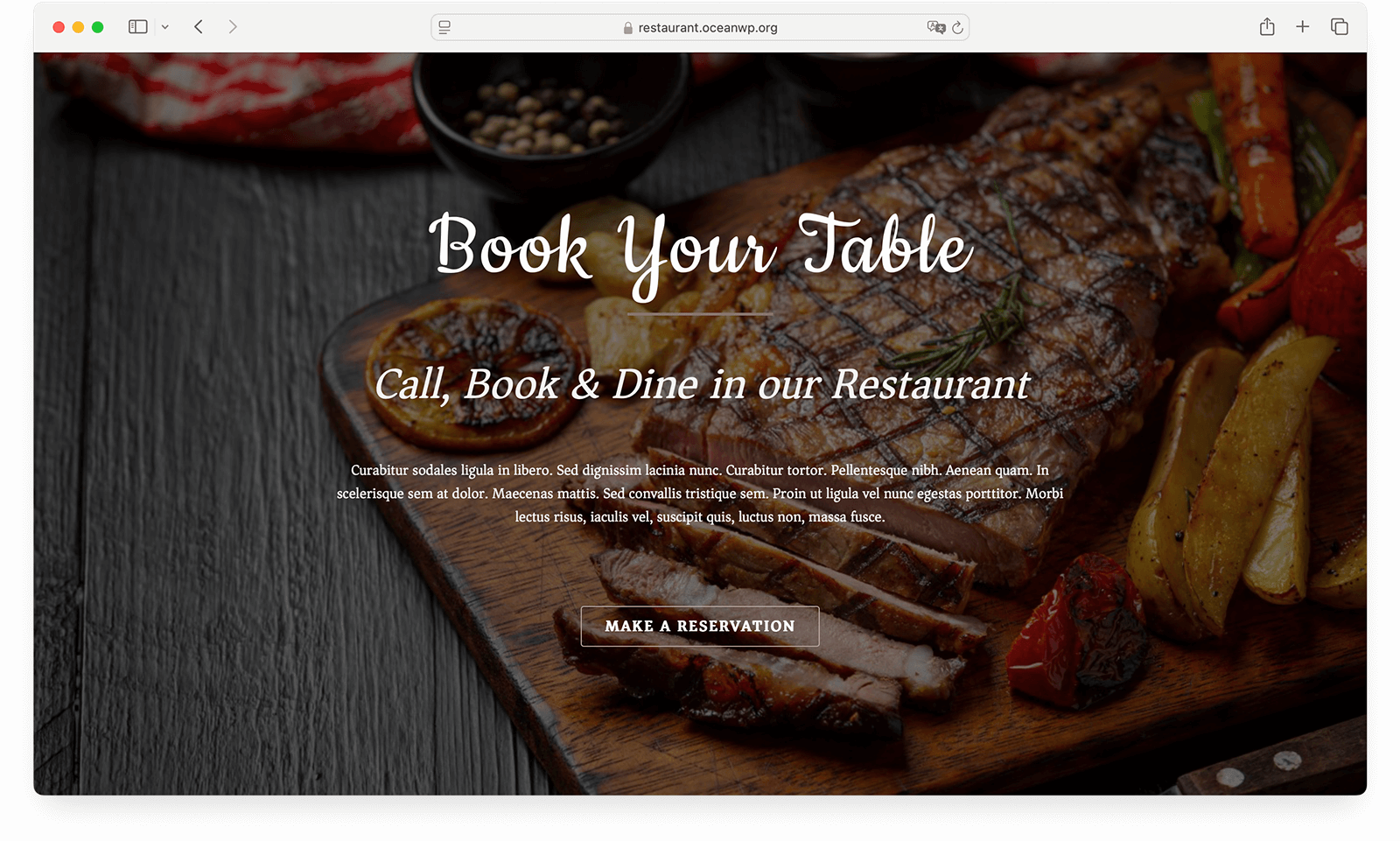 OceanWP restaurant theme