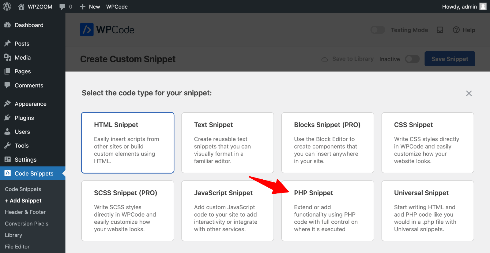 WPCode PHP snippet