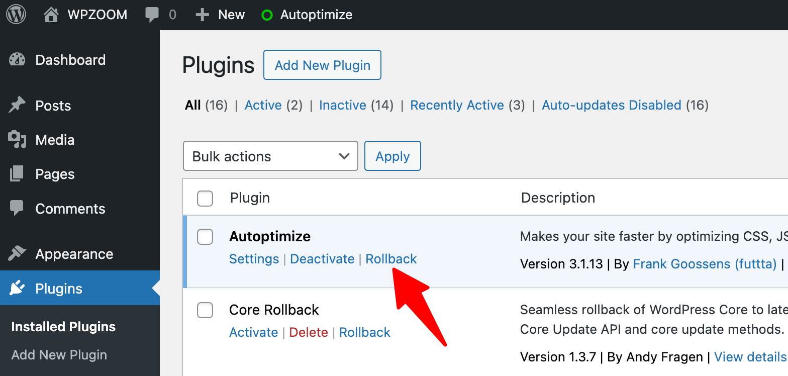 Rollback plugin