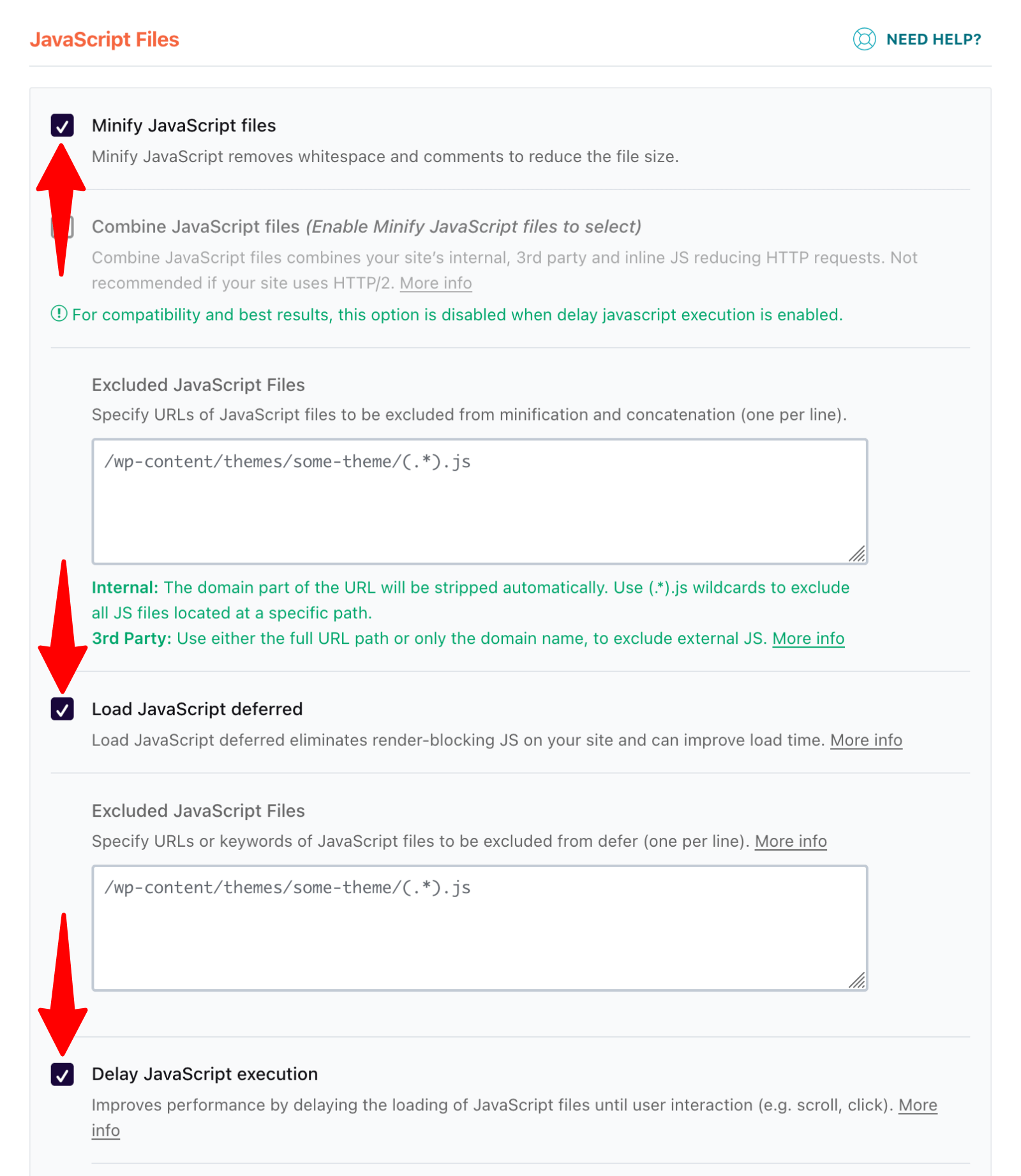 WP Rocket > File Optimization > JavaScript Files