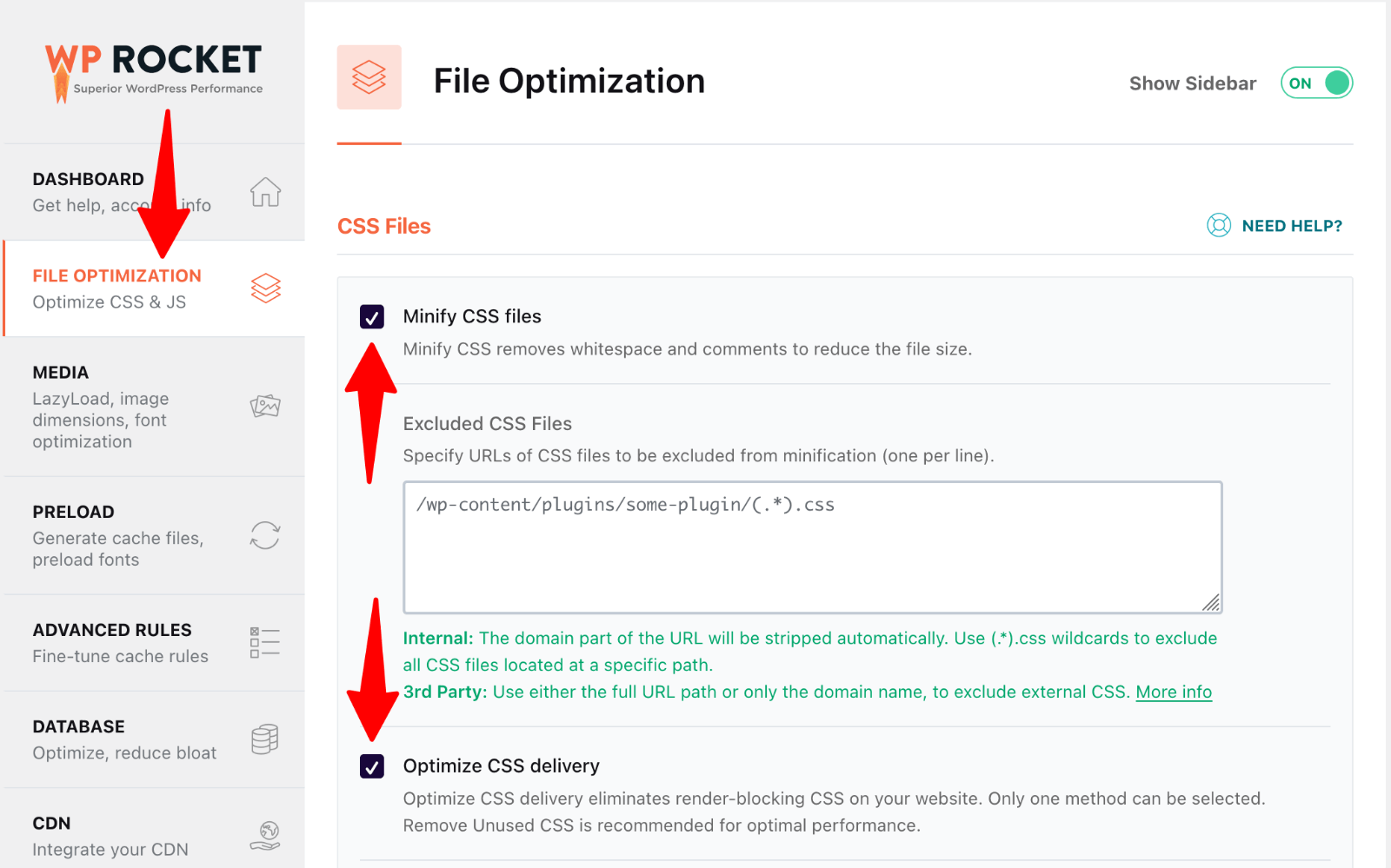WP Rocket > File Optimization