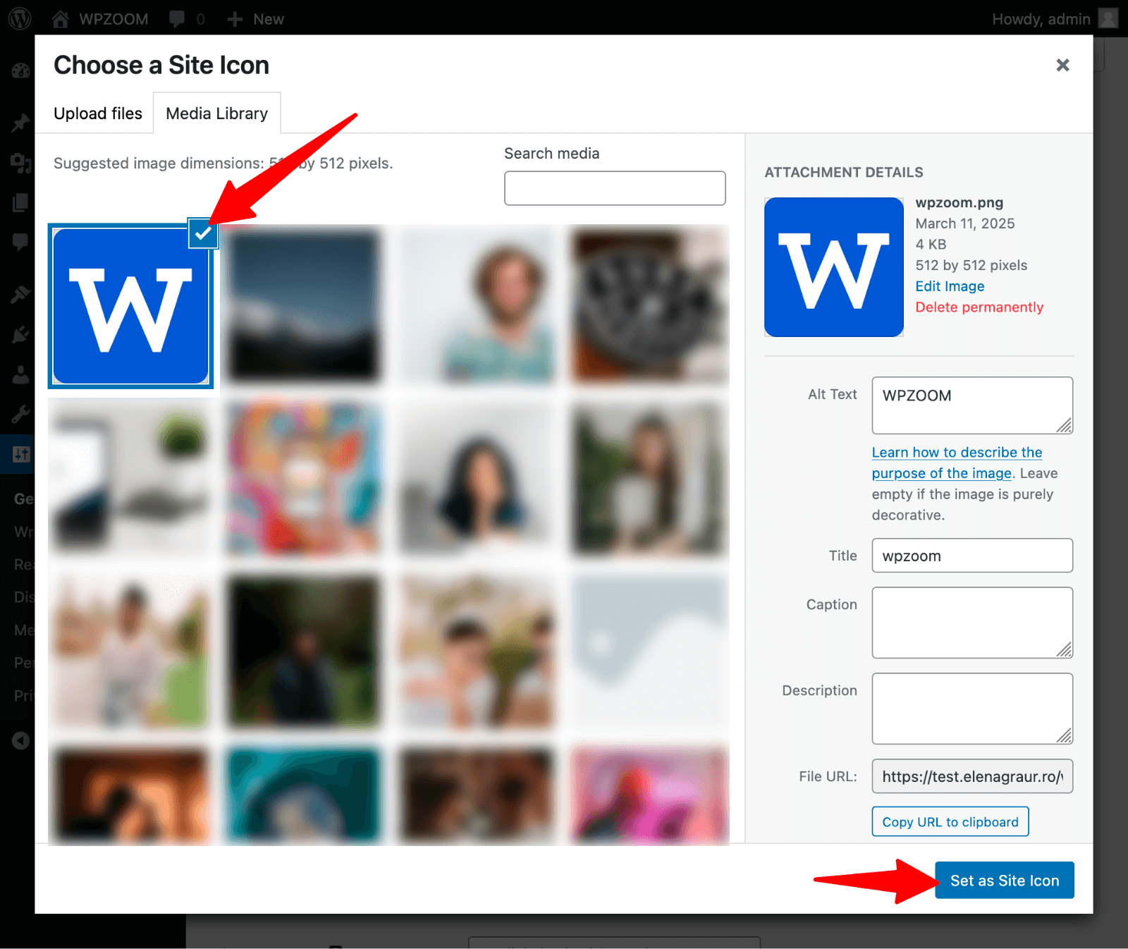Choose Site Icon