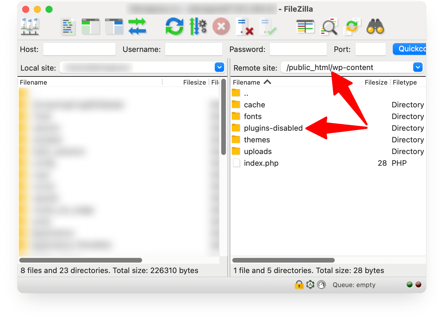 FileZilla. Disable the plugins folder