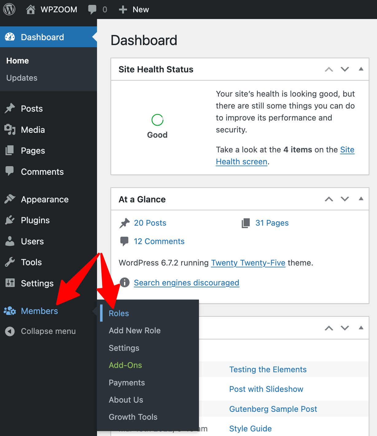Members Plugin > Roles