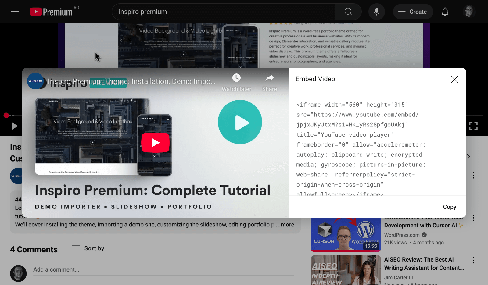 YouTube embed code